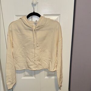 Cream Cropped Relaxed Sweatshirt